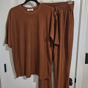 Zenana Outfitters Cozy Tan Loungewear Set